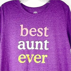 Way to Celebrate Best Aunt Ever Purple Graphic Tee Shirt Womens Medium 8-10